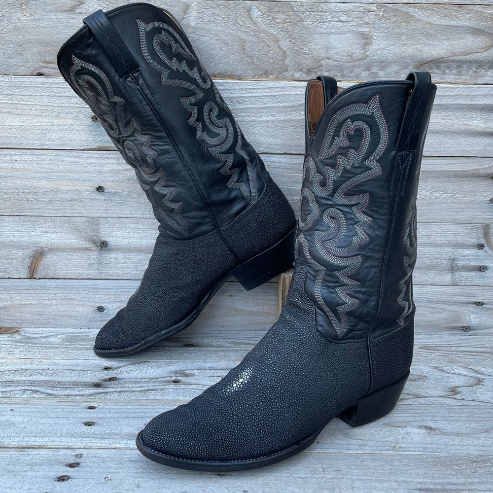 VINTAGE LUCCHESE BLACK STINGRAY BOOTS